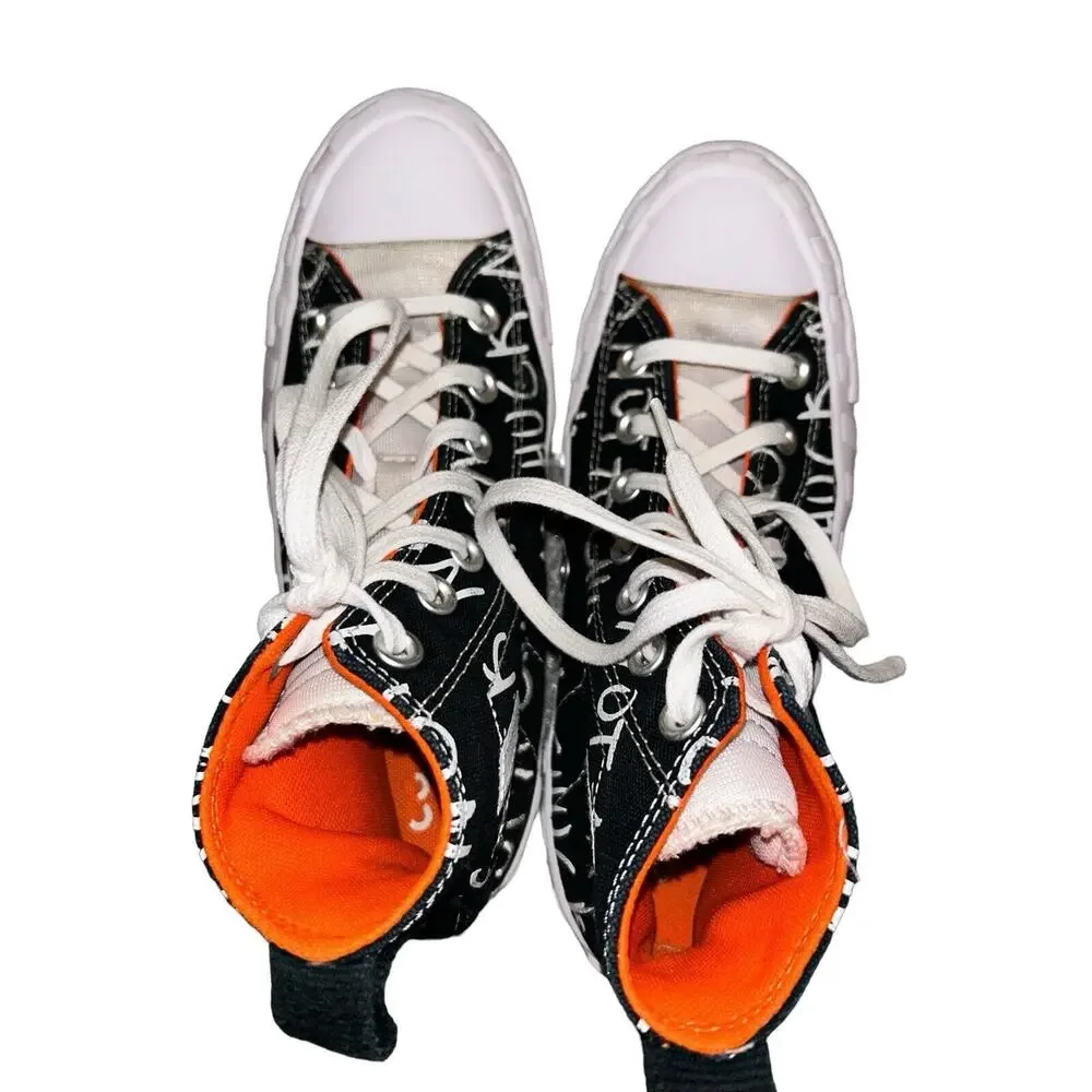 Converse Men's Black Not A Chuck Graffiti Sneakers Size 5 Preowned‎